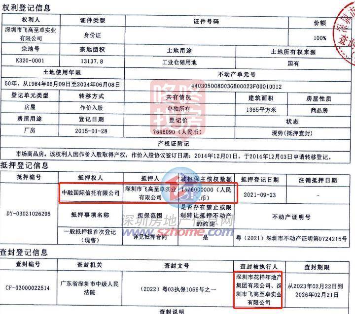 公司，被担保主俩权数额为14.76亿元，抵押权人为中融国际信托有限公司。