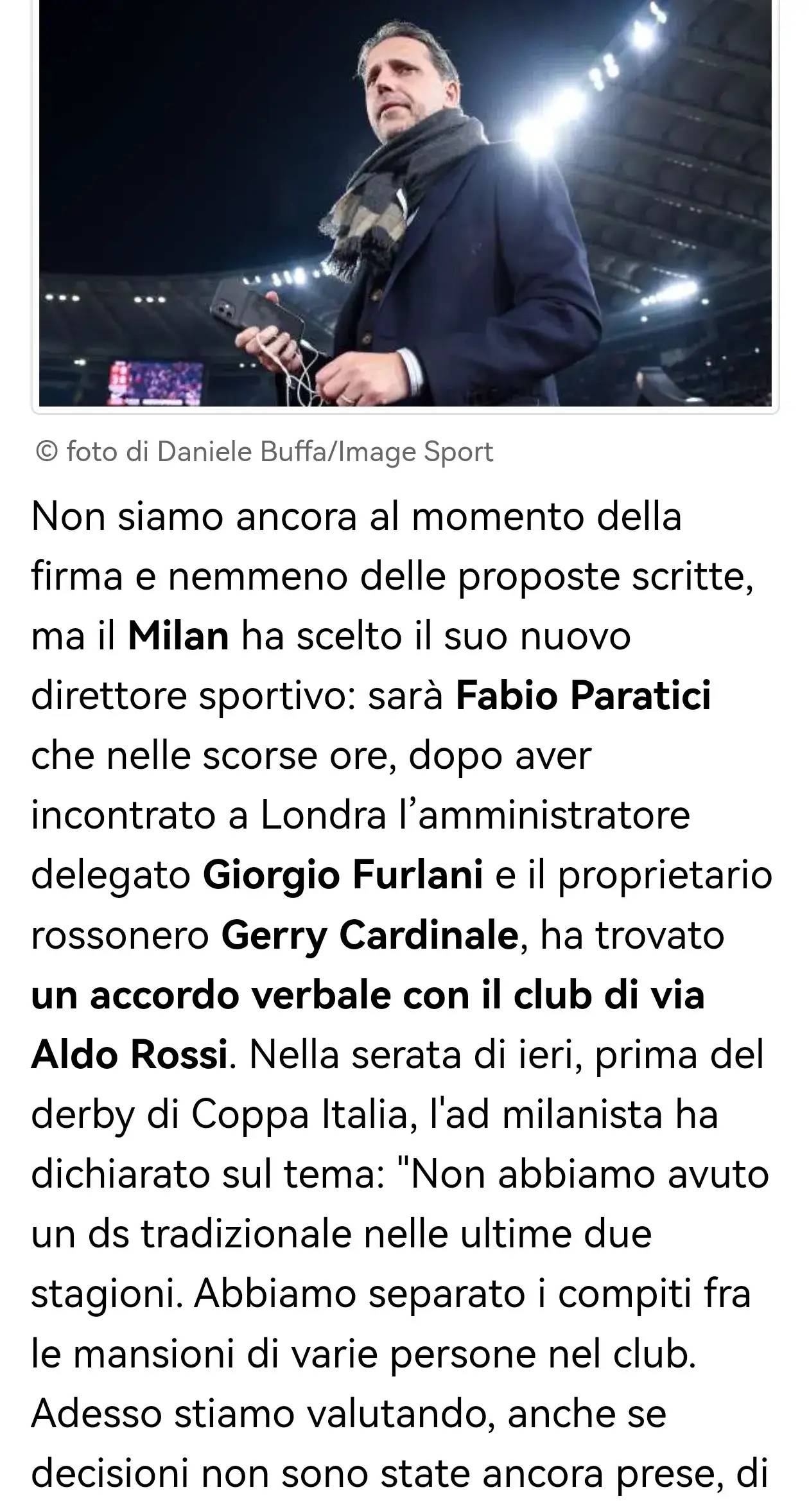 米兰体育- 米兰体育官方网站 世界杯官方指定投注平台意甲媒体透露：已基本选定帕拉蒂奇为新任总监特殊解约条款正在详谈