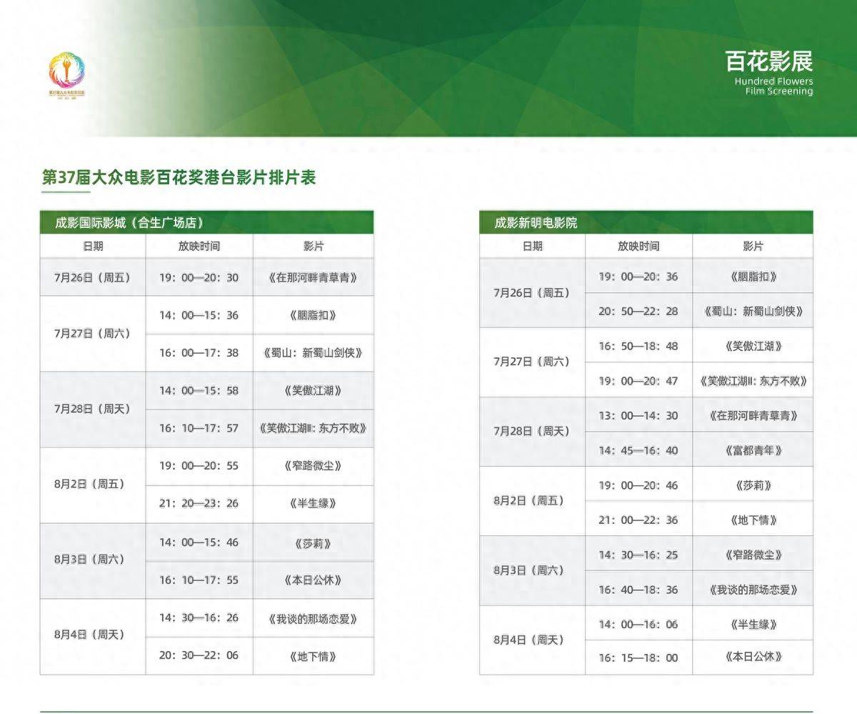 百花影展港台经典影片明日开始展映购票方式来了