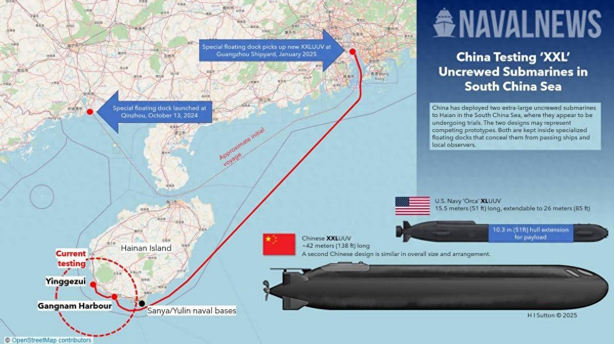 九三阅兵之后，全球最大无人潜艇出现在南海，其尺寸竟超过美军的虎鲸？