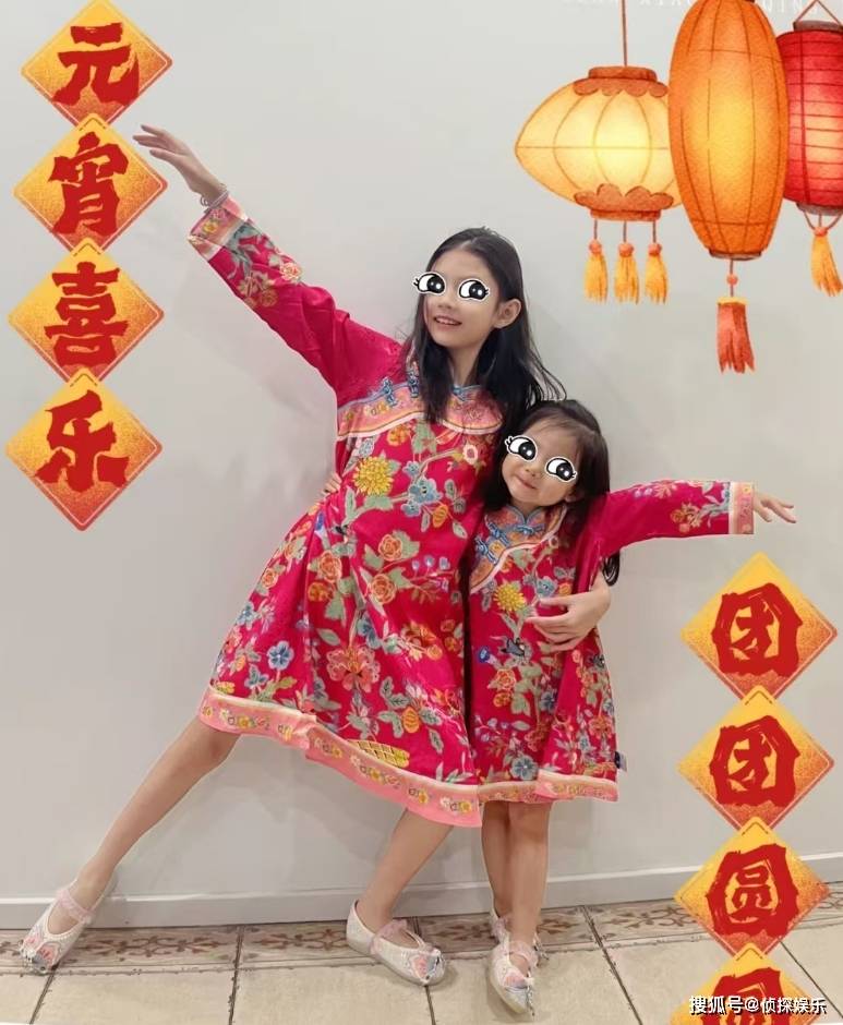 张梓琳晒俩女儿近照，胖妹和妹妹遗传爸妈高个子，全家都是大长腿
