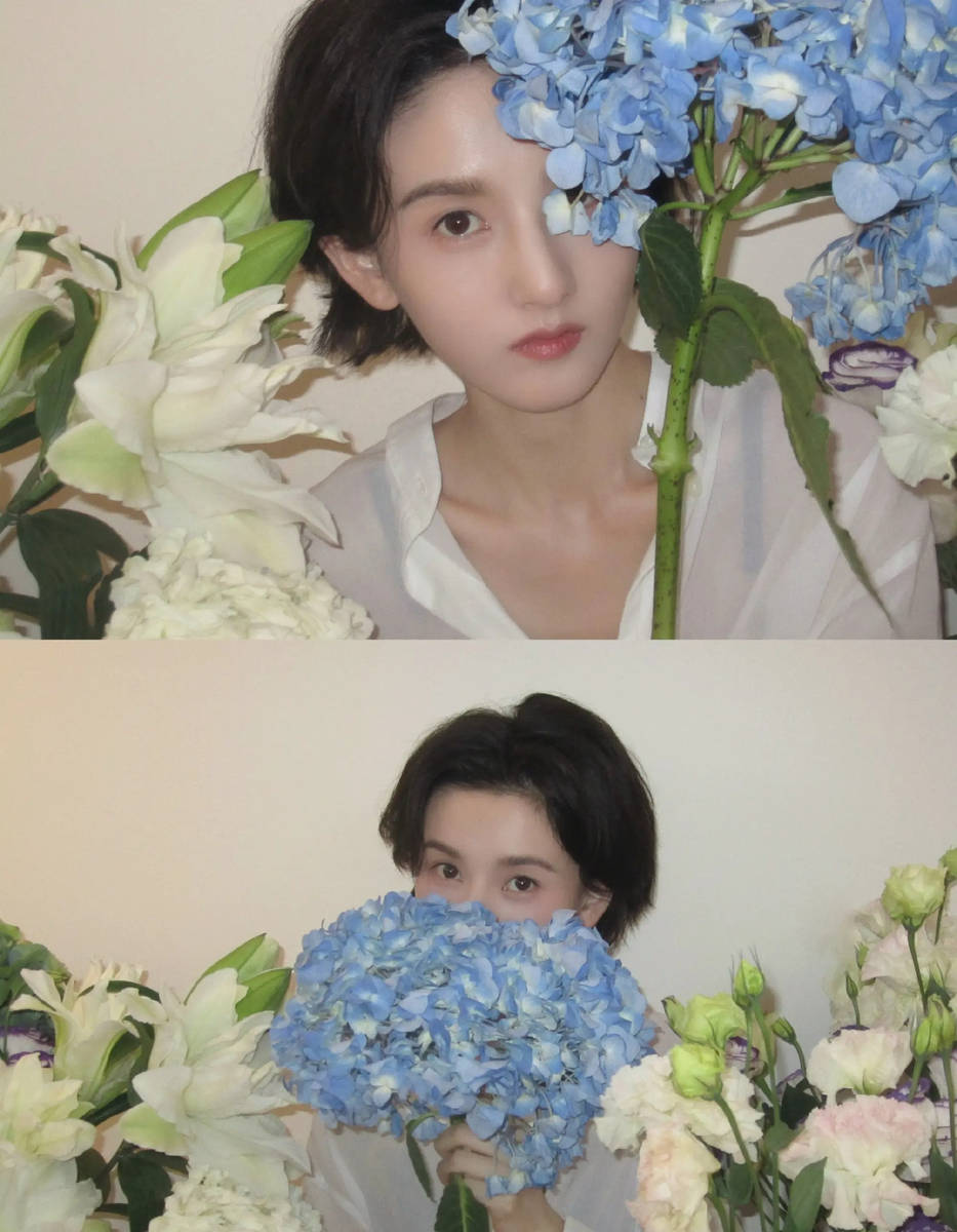 宋祖儿短发搭配简约白衬衫 眼神澄澈少女感十足