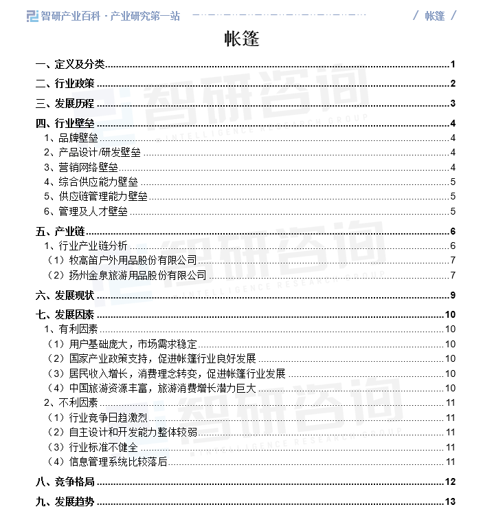 BB电子产业链知识图谱智研产业百科词条【10】——帐篷(图1)