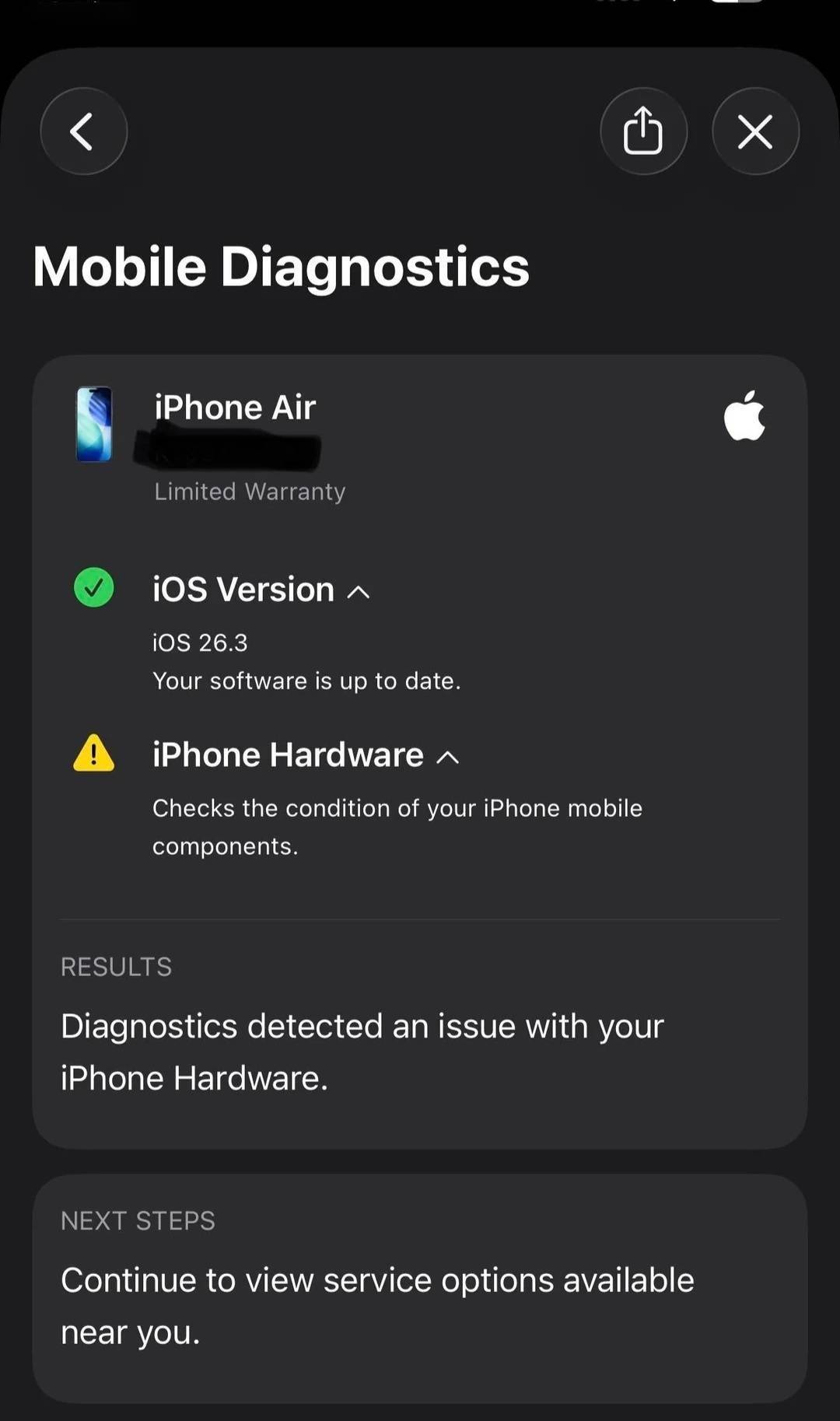 全网首例：用户反馈其苹果iPhone Air自研5G基带硬件故障