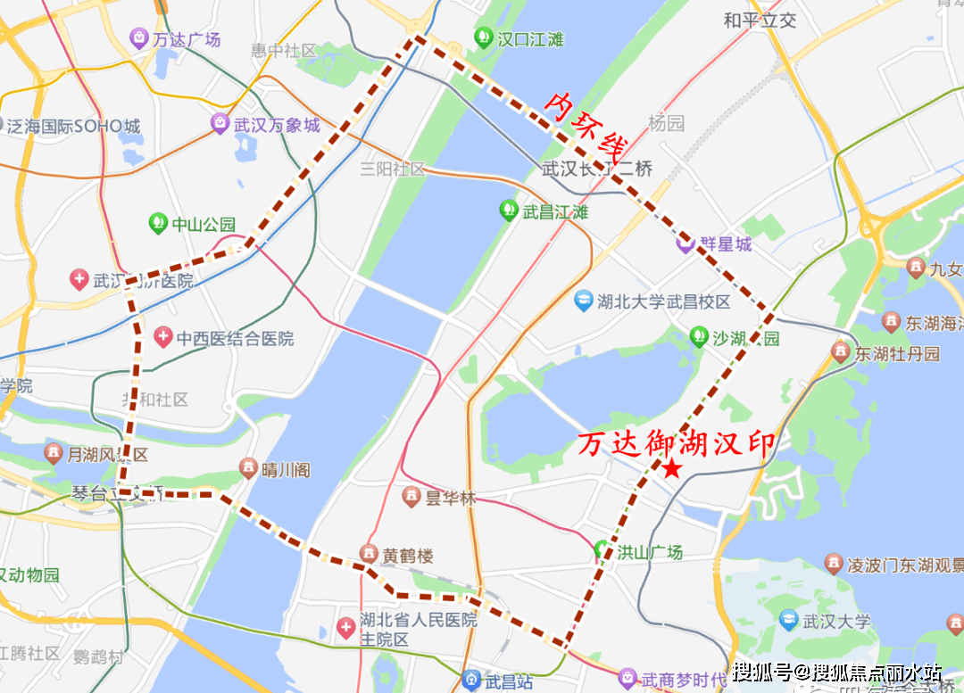 周邊直線3km範圍內有16個地鐵站(楚河漢街,水果湖,青魚嘴,中南醫院