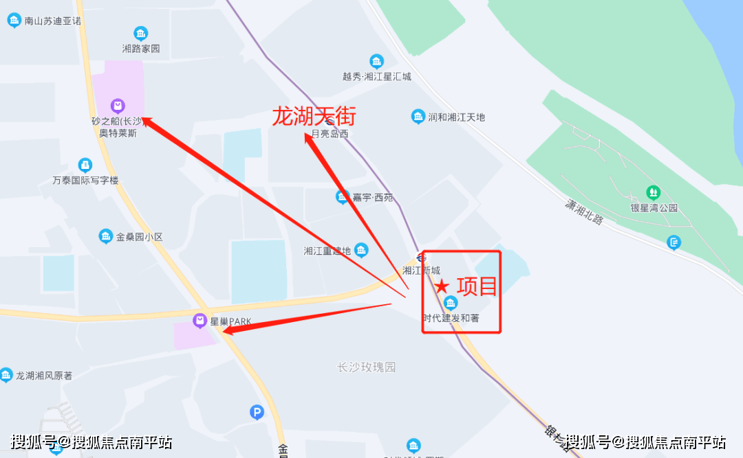 小學2,教育地鐵四號線湘江新城站就在家門口;月亮島湘江大橋,三汊磯