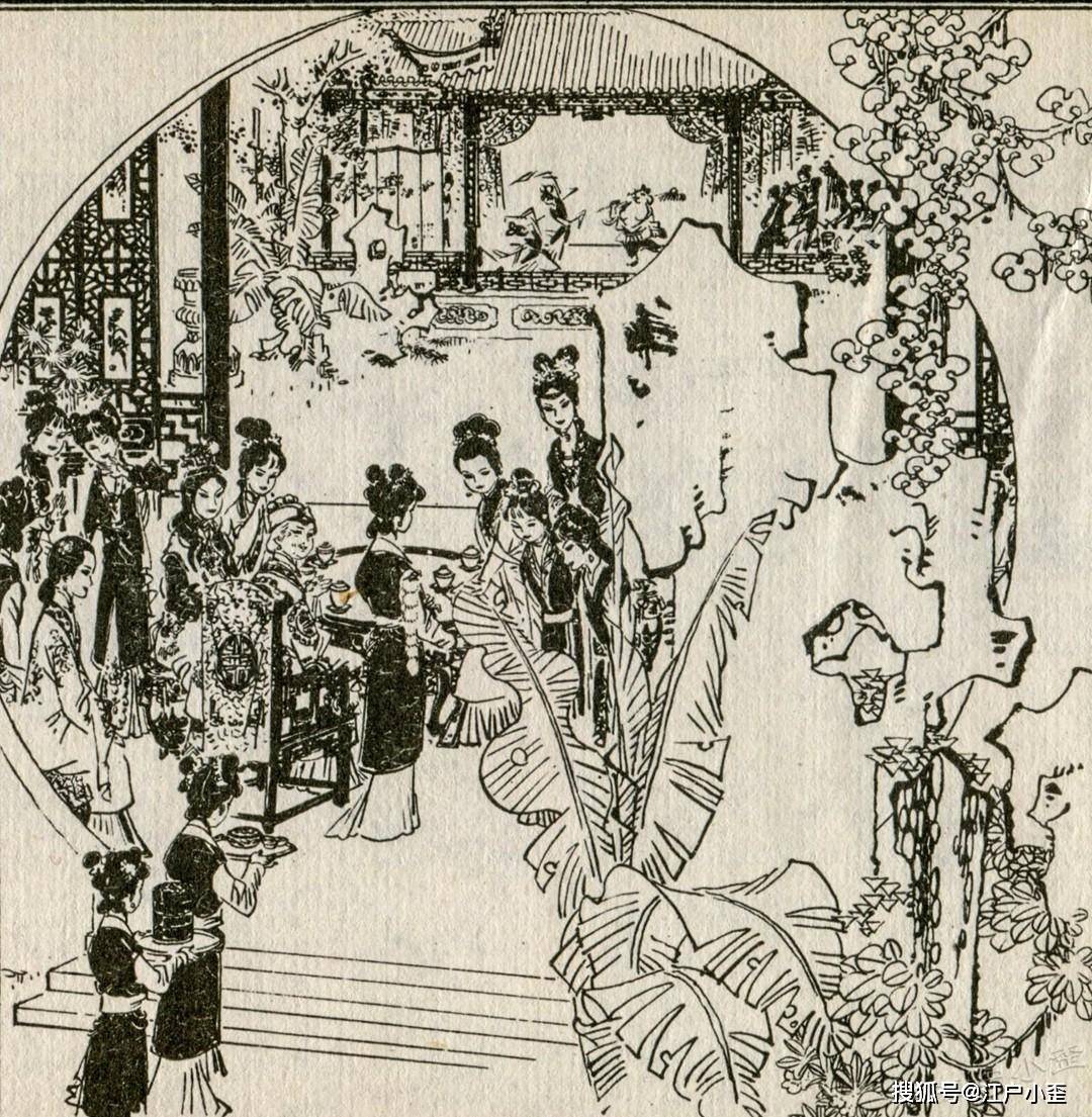 红楼梦连环画《黛玉葬花》欣赏,徐晓平绘画_贾府_贾母_宝玉