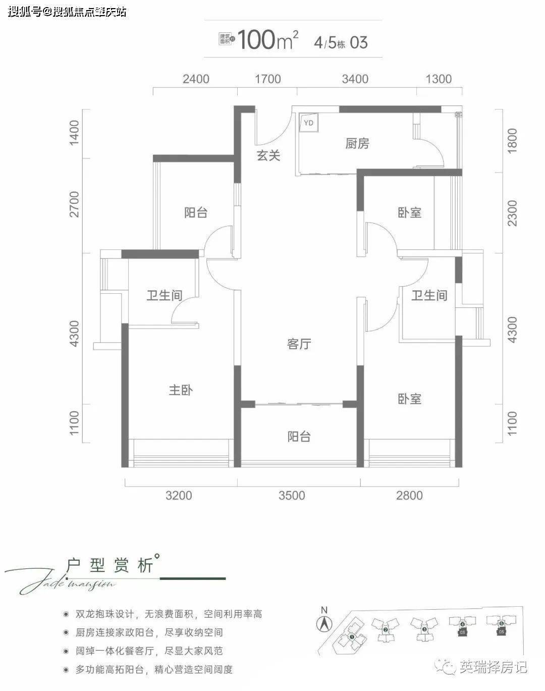 全明採光好【115平4房2衛】分佈在3棟01/02戶型解說:雙龍抱珠,南北