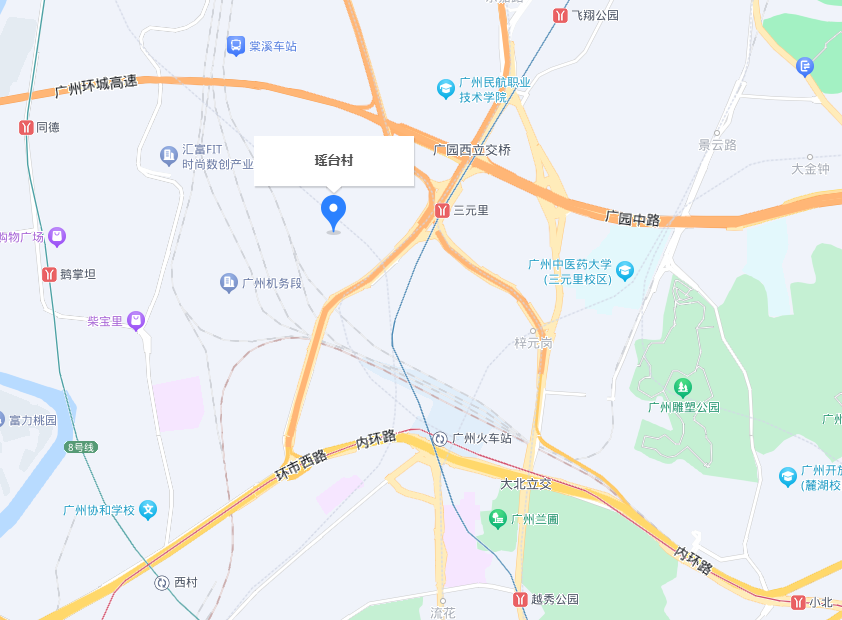 為廣園西路,機場高速,廣州環城高速路所環繞,周邊還有地鐵2號線三元里