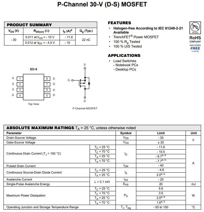 ao4407a场效应管:技术规格参数,工作原理与应用电路全解析_电压_电子