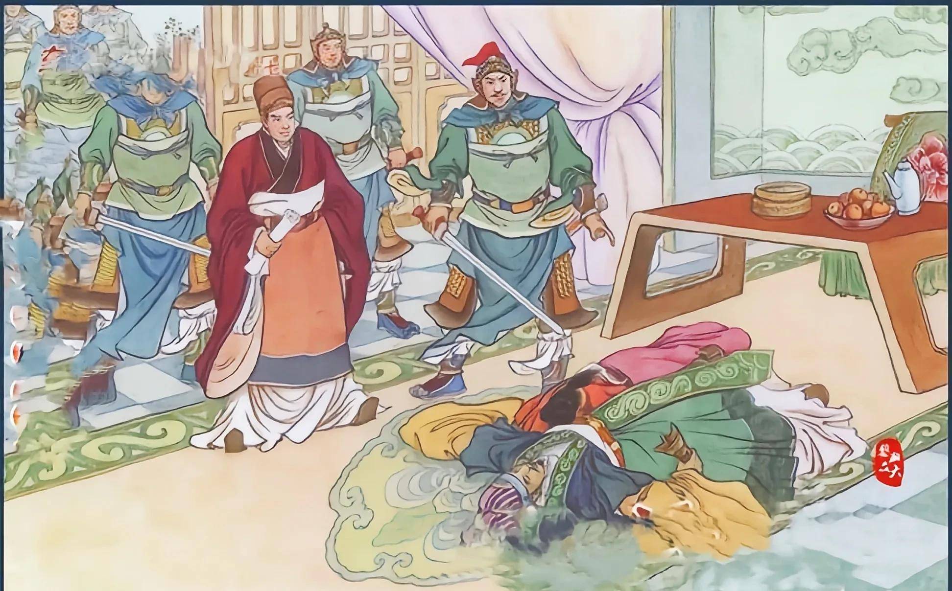 结果梁氏被满门抄斩灭了九族,包括他的亲信党徒,处死地处死,免官的免