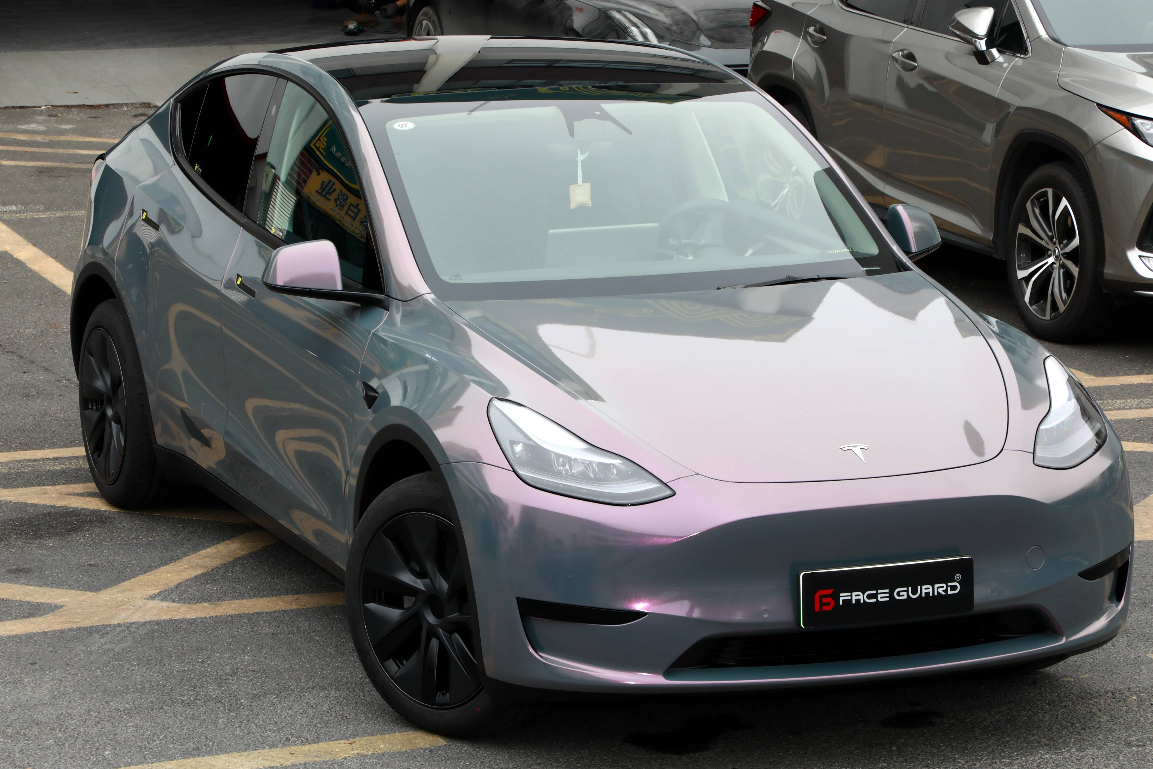 梦中情车!特斯拉y改色face guard 星空灰魅影