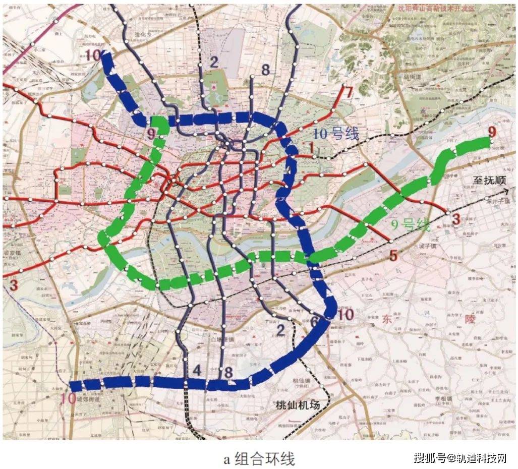 圖10 瀋陽地鐵9 號線,10號線成環方案論證資料來源:依據瀋陽市線網