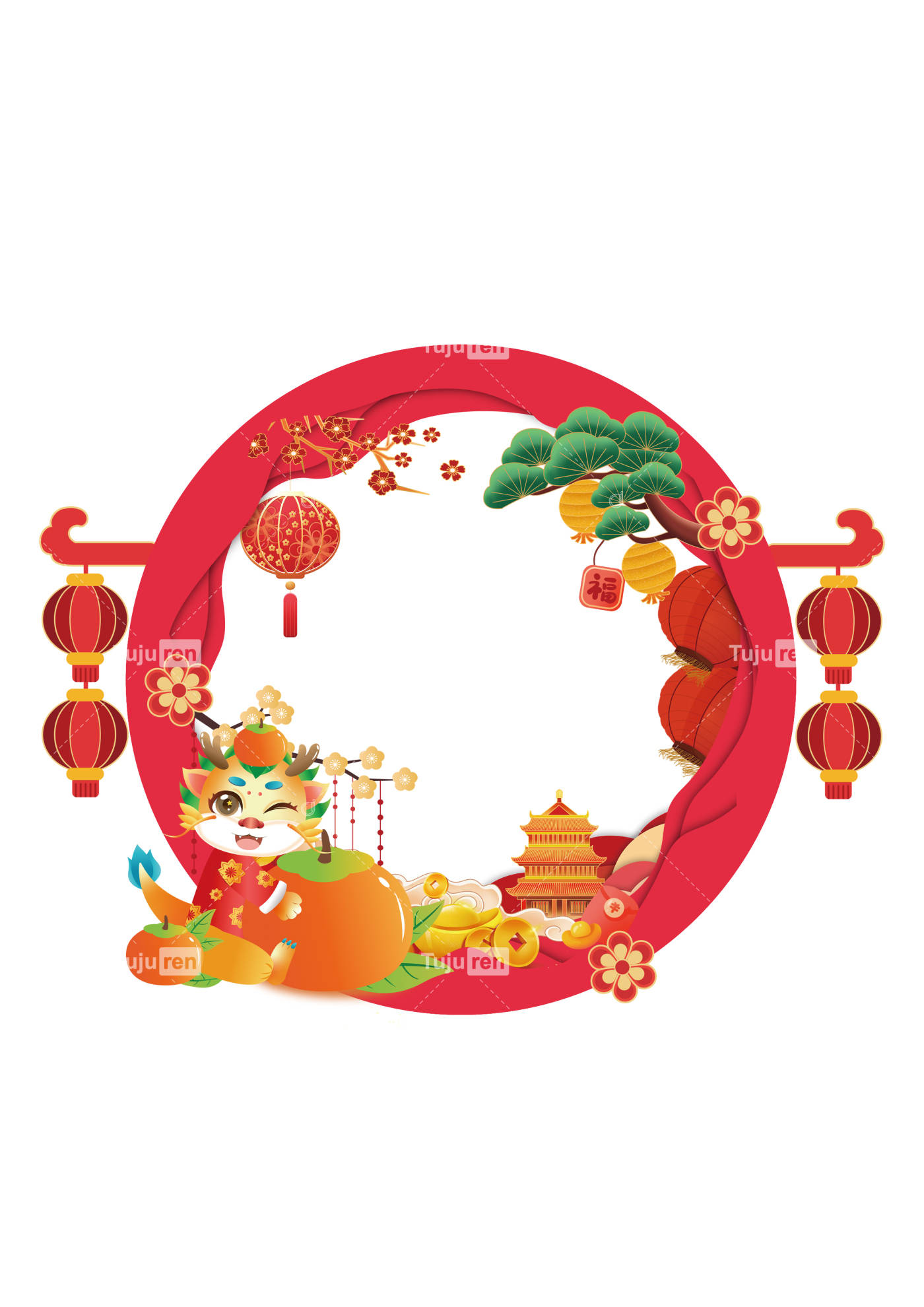 龙年拍照框新年打卡拍照框模板图片_装饰_来源_巨人