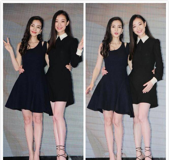 杨颖和倪妮关系也太好了,互相搂腰亲密无间,这画面真是养眼_黑色_裙子
