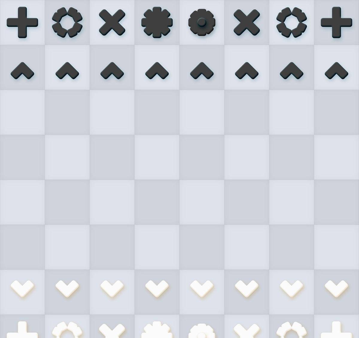 棋子以十字架和米印表示.