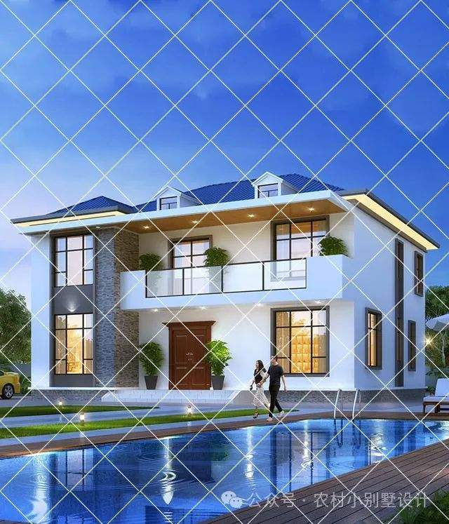 开春建房22款二层现代风自建房别墅图纸推荐,简约大气