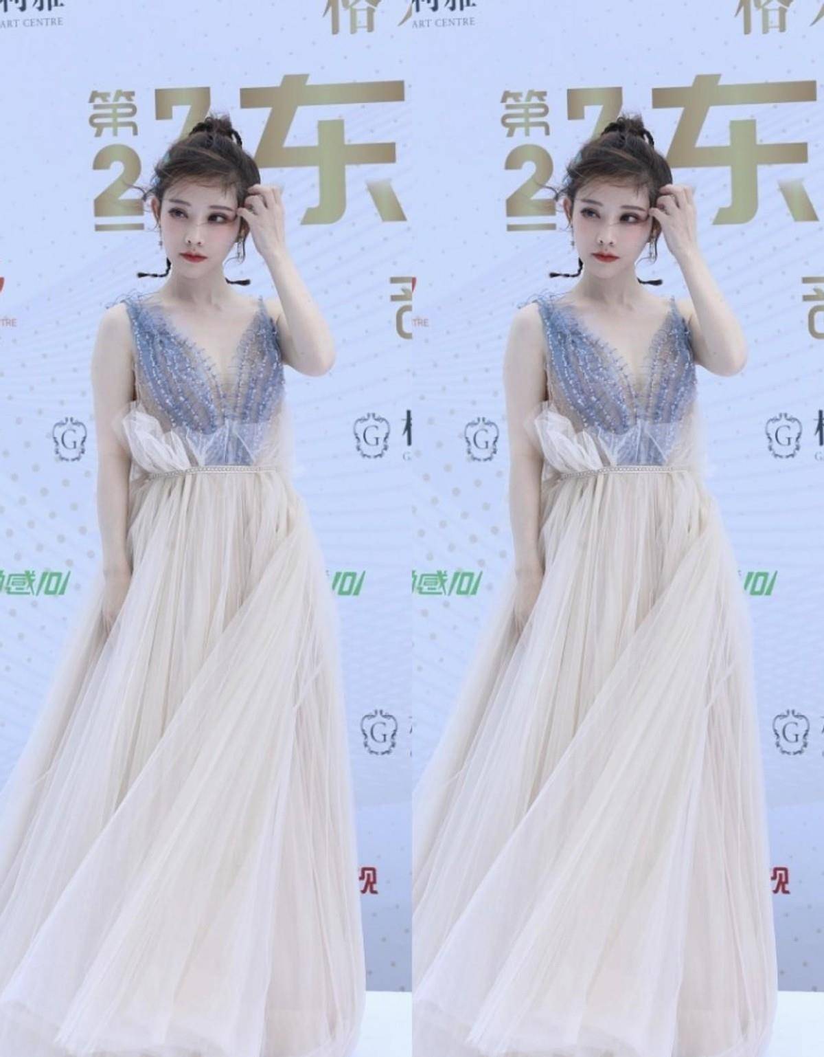 冯提莫虽然个子不高,但身材还挺好的,一袭轻纱礼服灵动又清纯_造型