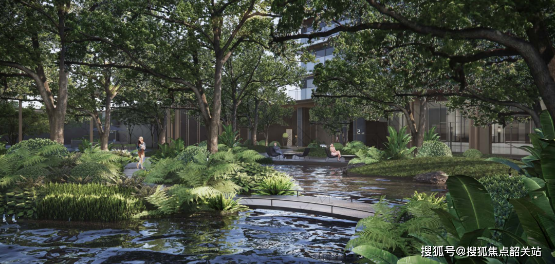 效果图穿过"私家花园"是建筑面积约2700㎡下沉式会客厅,涵盖健身房