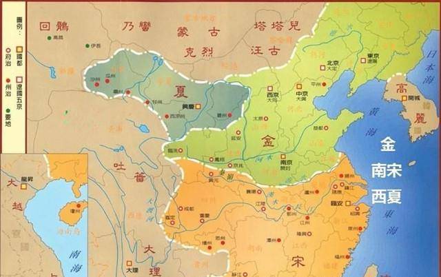 南宋地图13世纪,中国的气候开始转暖,而在北京长春宫的丘处机1224年所