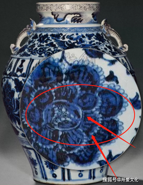 元青花瓷器苏麻离青料晕散高清图片赏析_现象_反应_颗粒