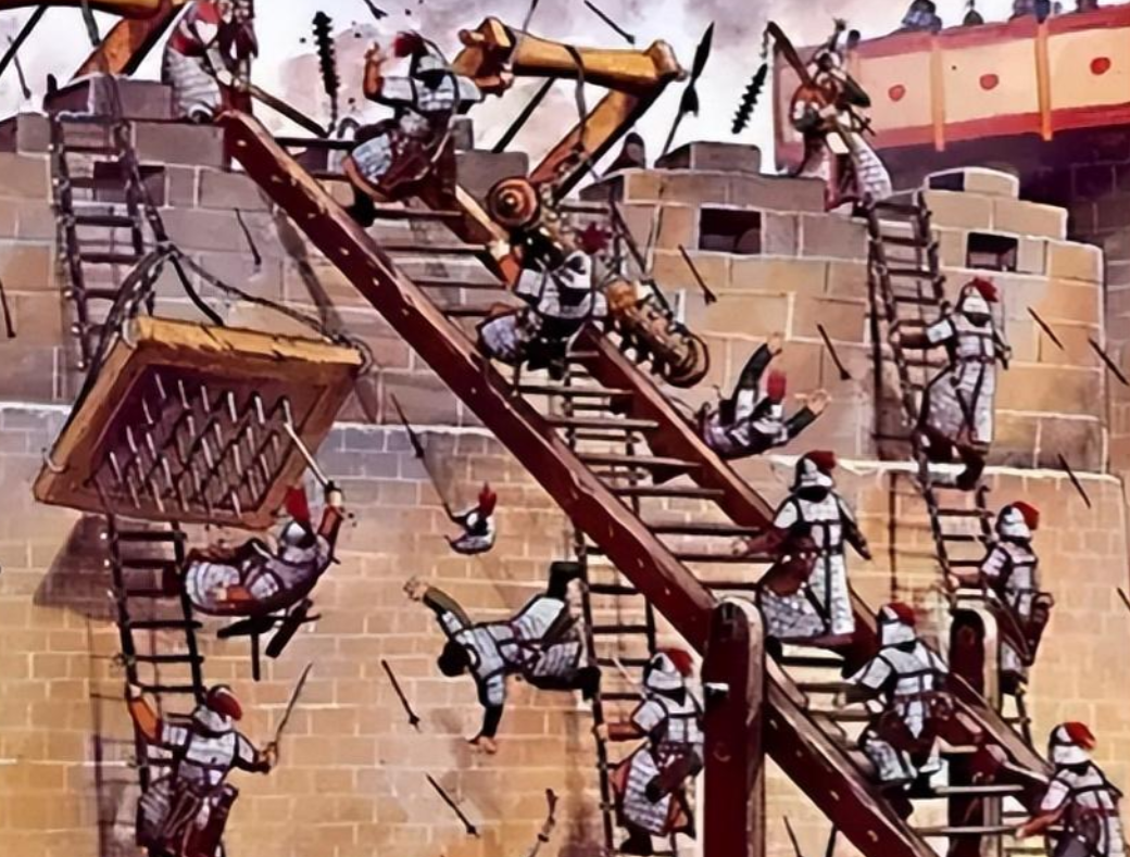 古代守城战中,为何士兵宁可费力气搬石头砸,也不愿推倒梯子?