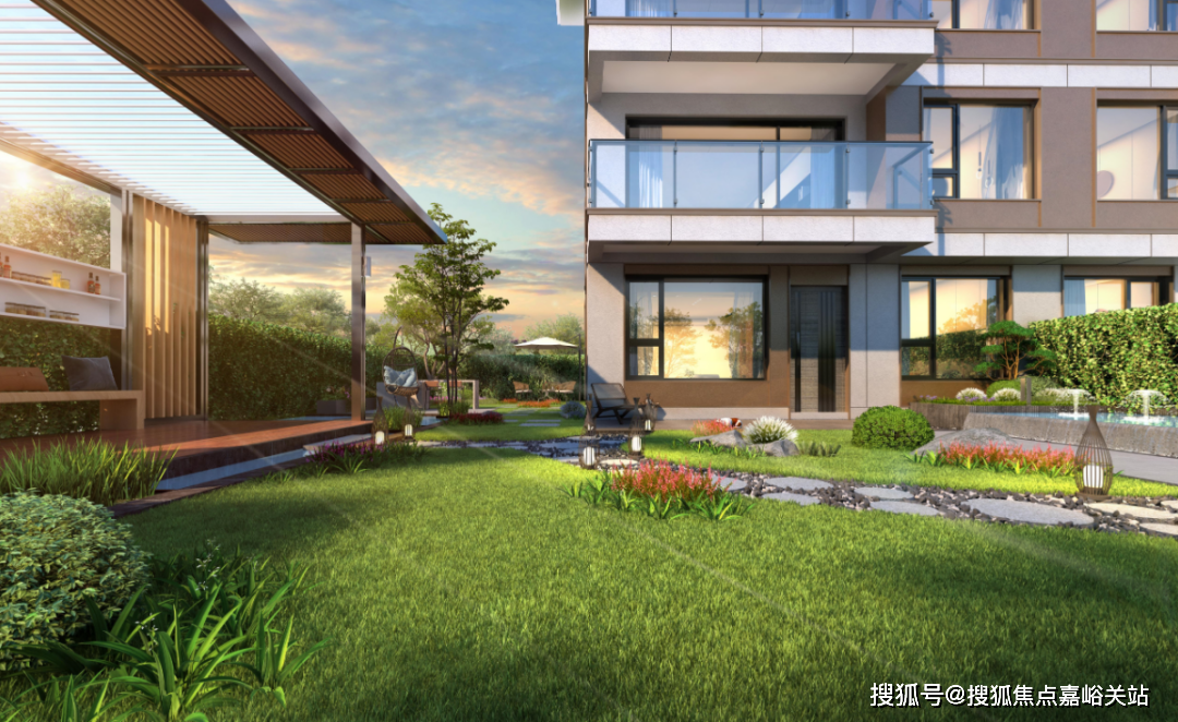 项目效果图进入室内,厅宽阔绰,即使建面约95㎡户型面宽也足足有约5.