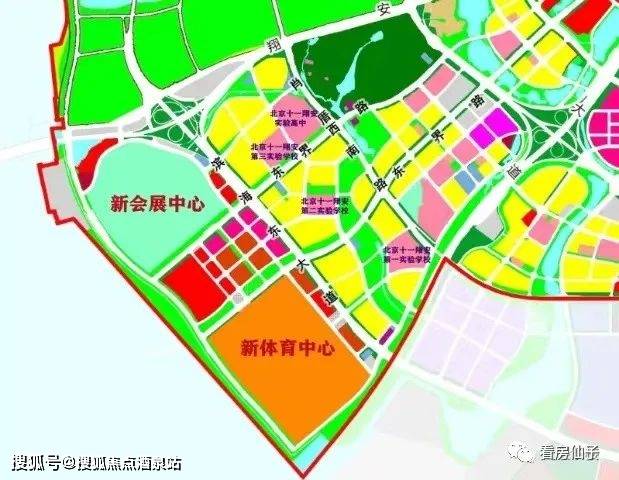 学校规划图商业方面距离规划的占地约18万方,建筑约38万方的滨海商业