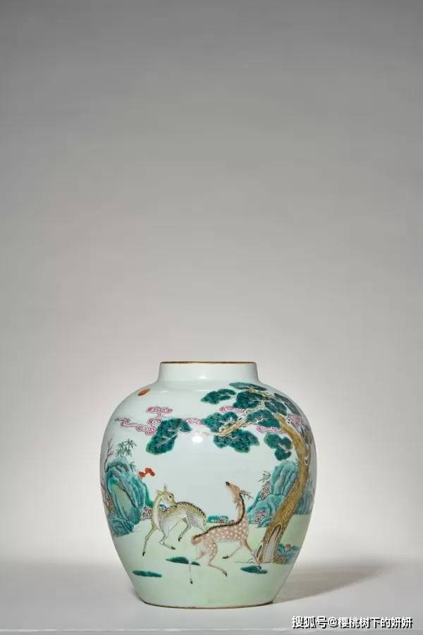 (图10)lot674 清乾隆 "乾隆丙午"款粉彩松鹿图太白罐整个陶瓷的发展无