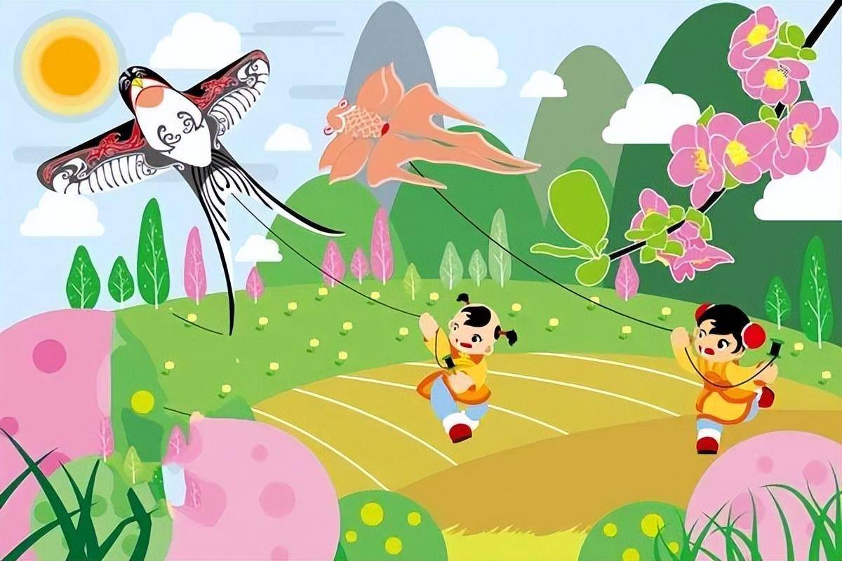 看古人如何优雅过春天～_踏青_纸鸢_儿童