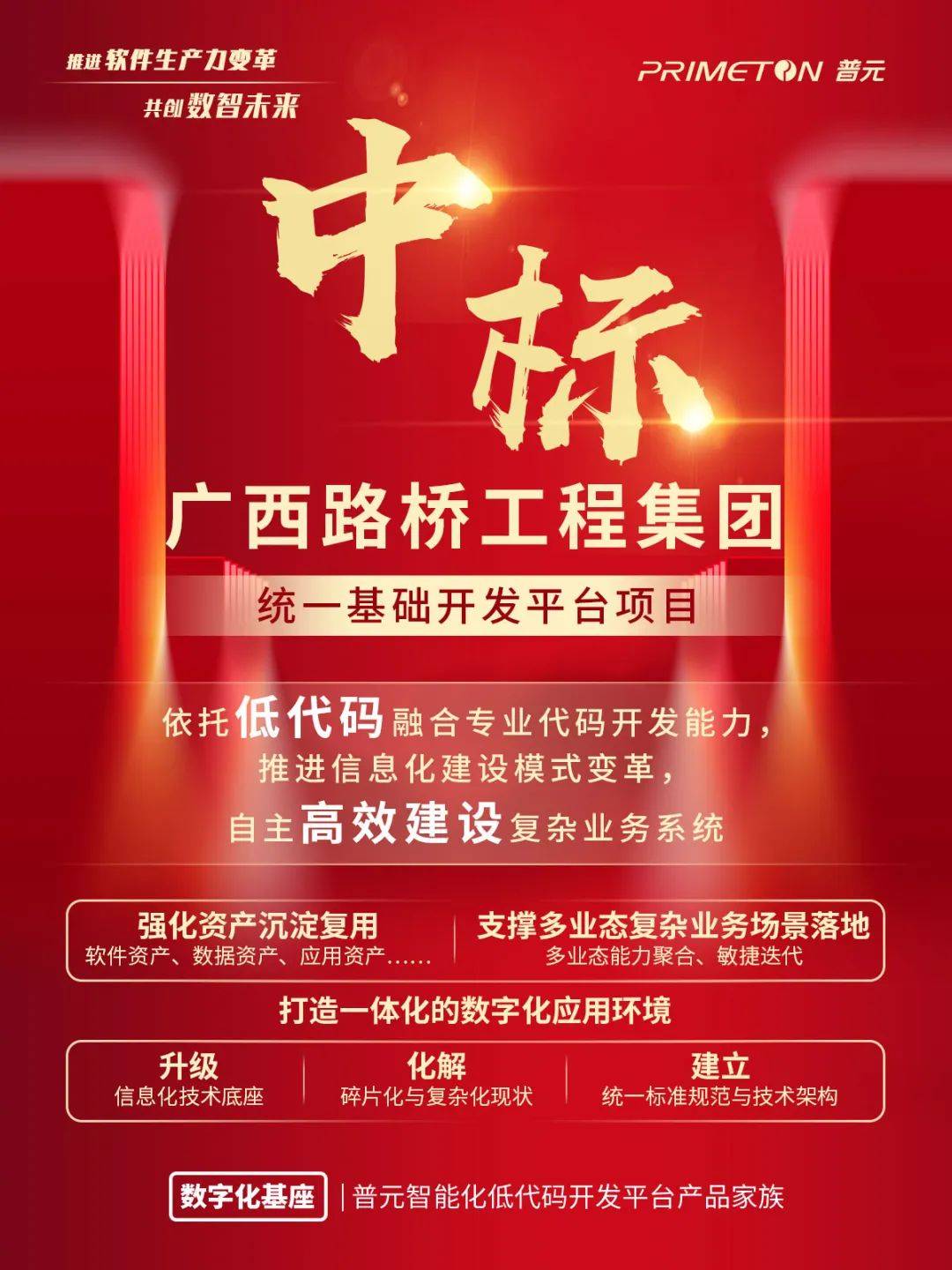 普元低代码中标广西路桥工程集团统一基础开发平台项目_企业