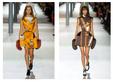 lv引以为傲的行李箱在本季的服装上也得到了展现,将行李箱展开成平面