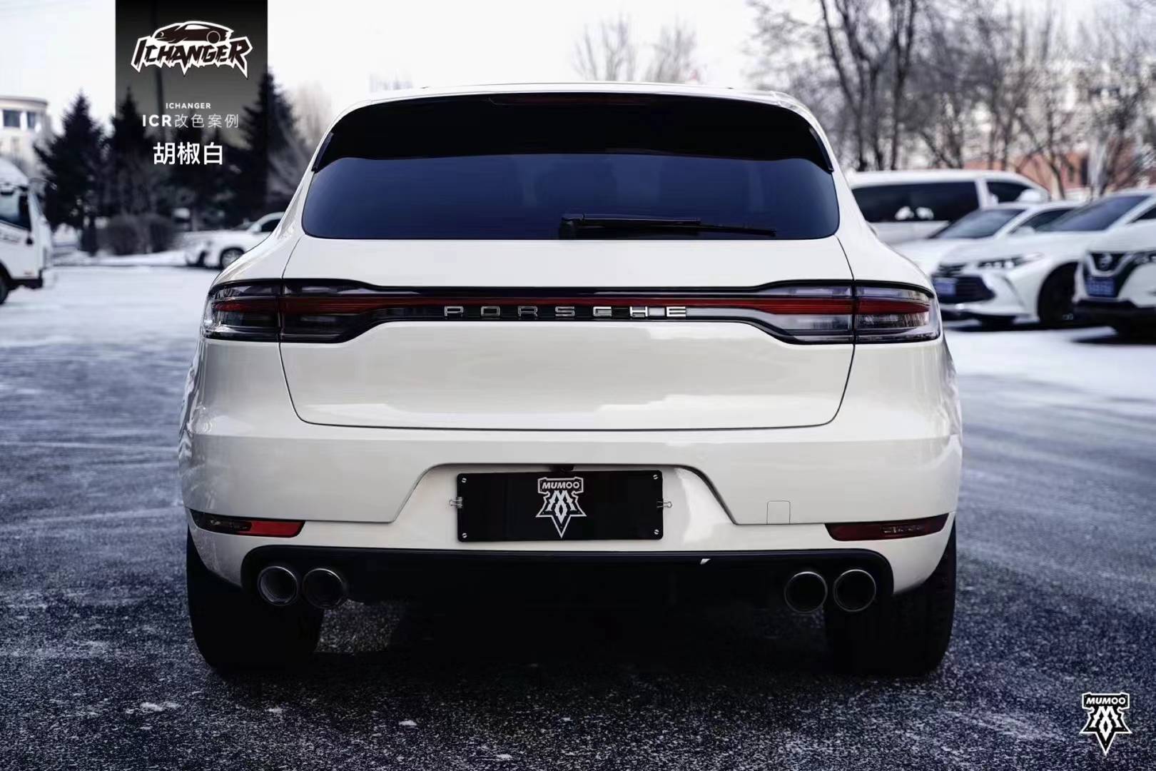 保时捷macanicr改色膜胡椒白整体奶里奶气的白色