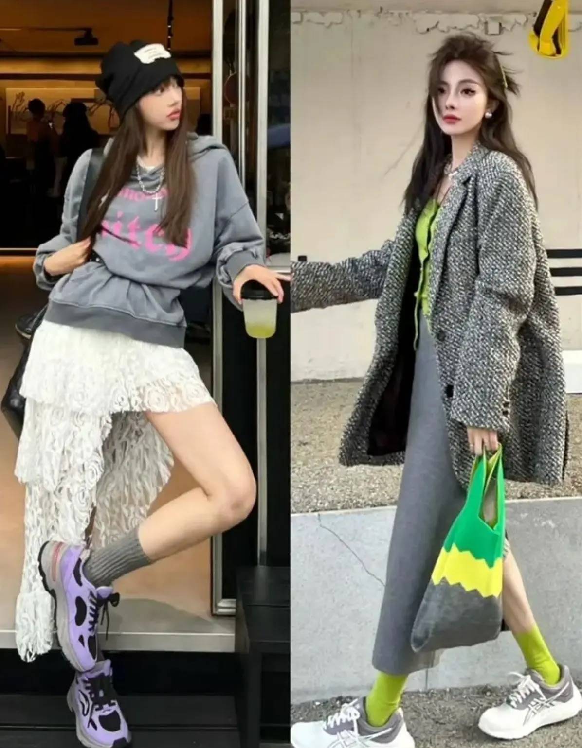 韩国女生才是搭配高手满街都穿裙子运动鞋时髦又高级