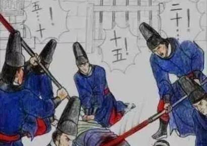 所谓"廷杖",就是使用栗木制成的棍子去责打犯人,最