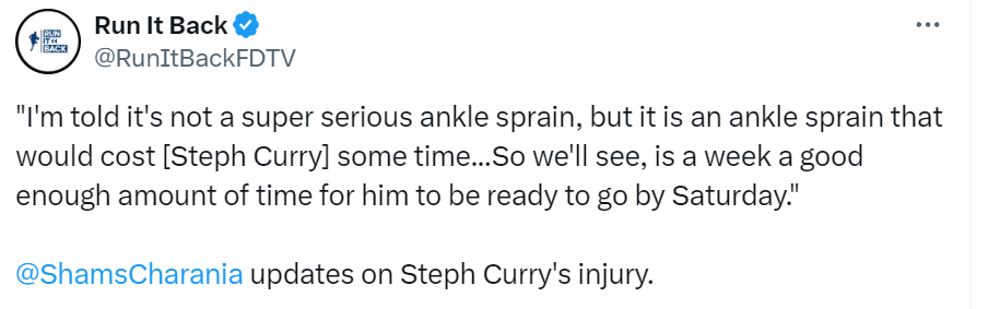 原创库里承认有兴趣竞选美国总统明日继续缺阵有望周日复出战湖人