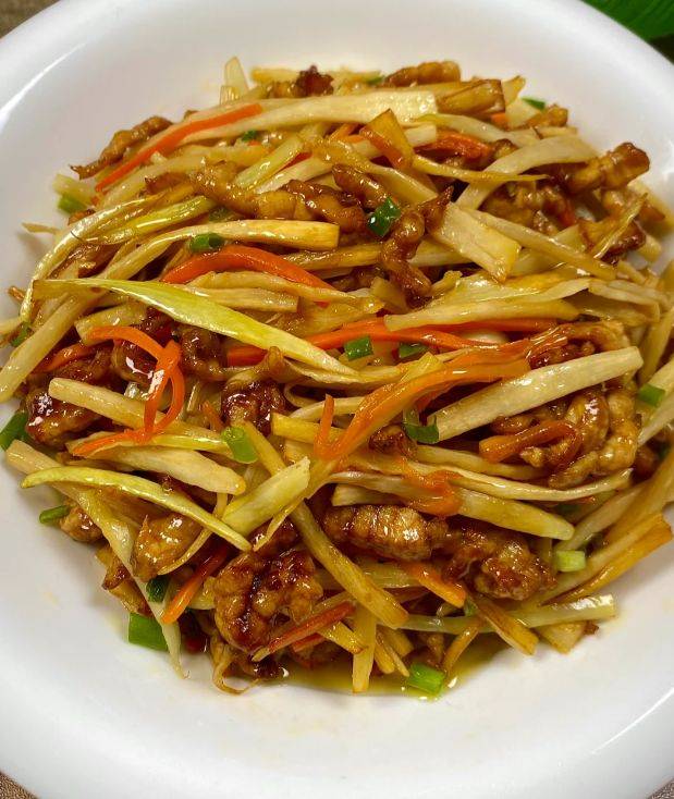 营养健康,茭白炒肉丝,美味又下饭