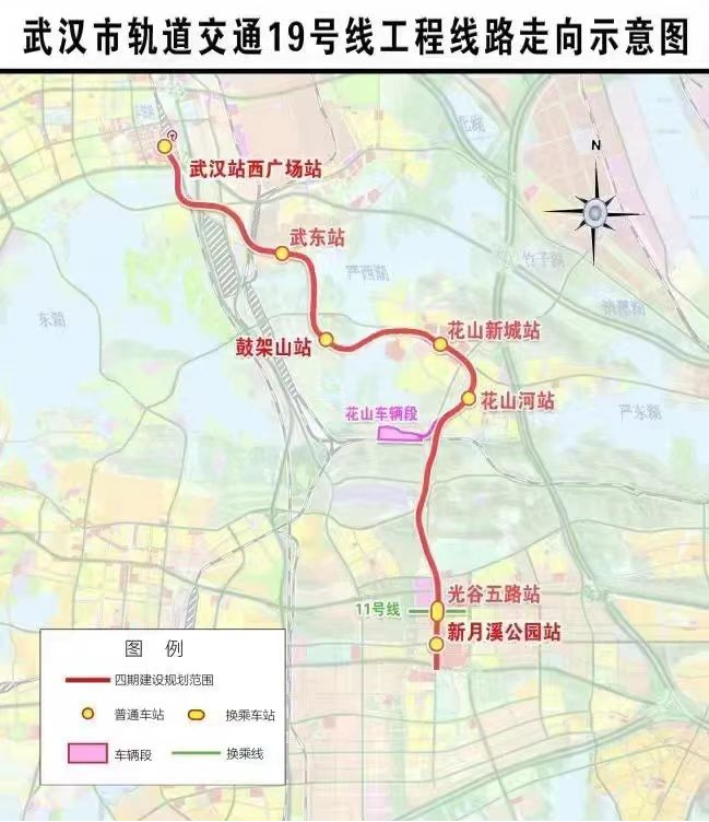 实景图2023年12月30日武汉地铁19号线开通初期运营,全长约23