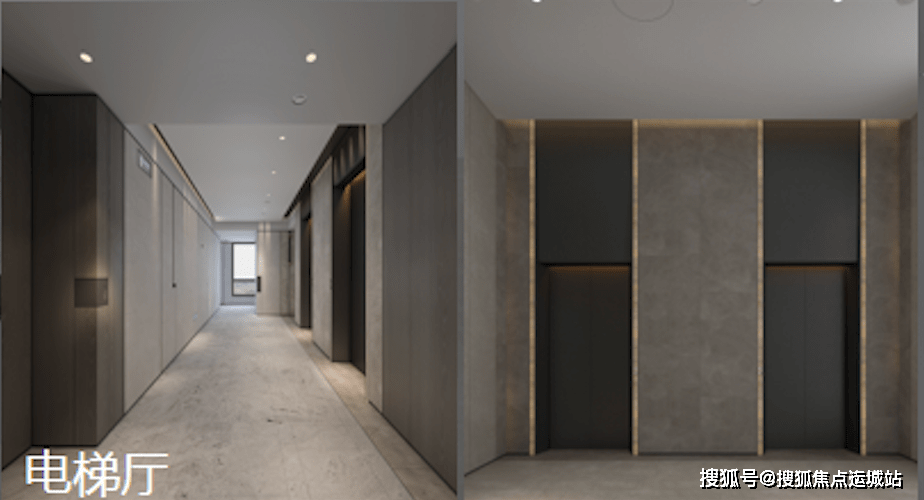 而大堂/电梯厅/车库/过道等公共空间均以艺术化元素符号化打造,将建筑