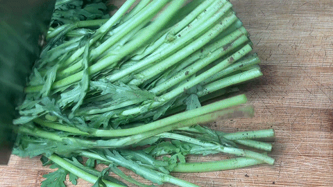 一把茼蒿做简单小炒茼蒿颜色翠绿爽口开胃不油腻20秒出锅