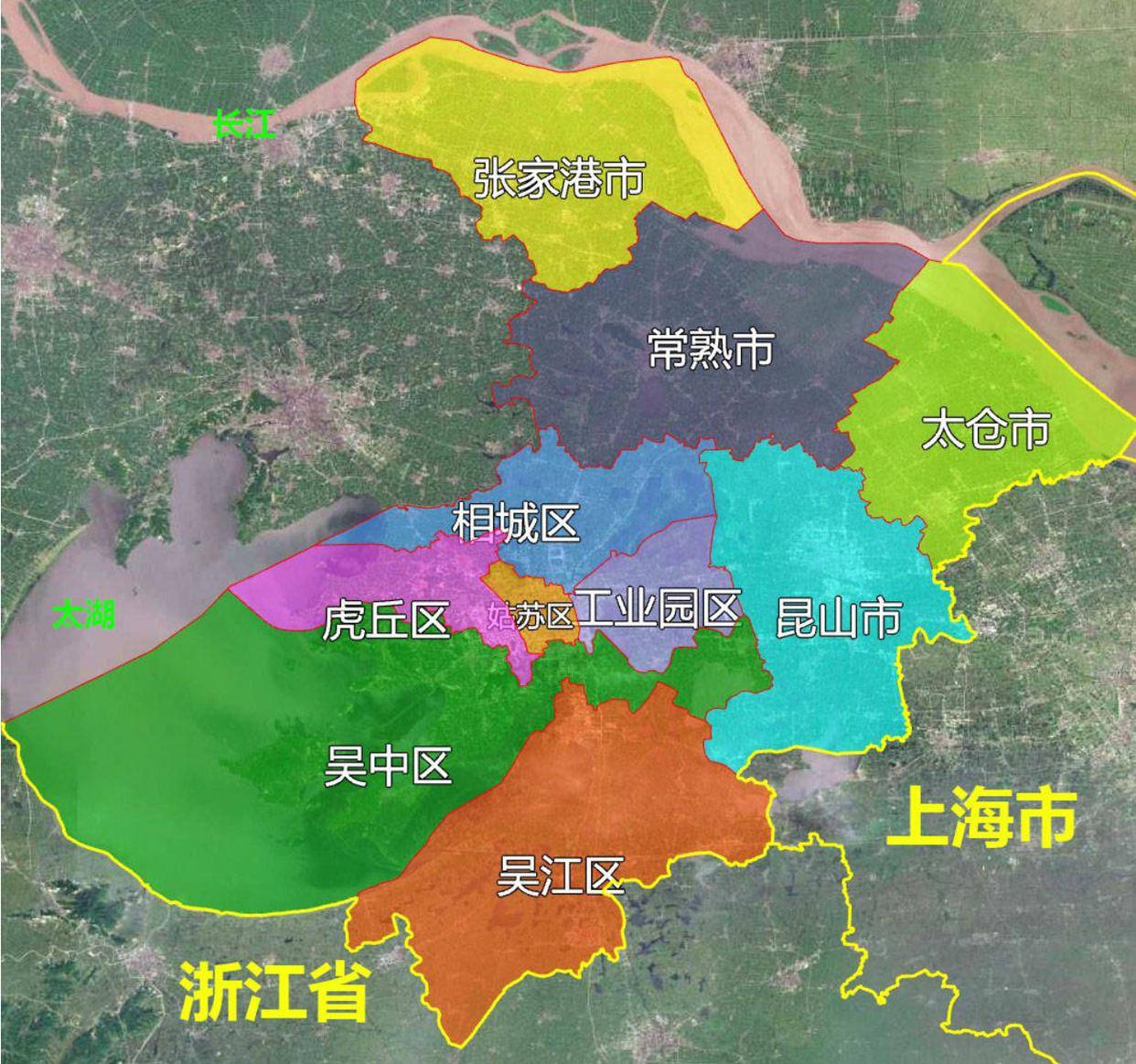 苏州城区地图区域划分图片