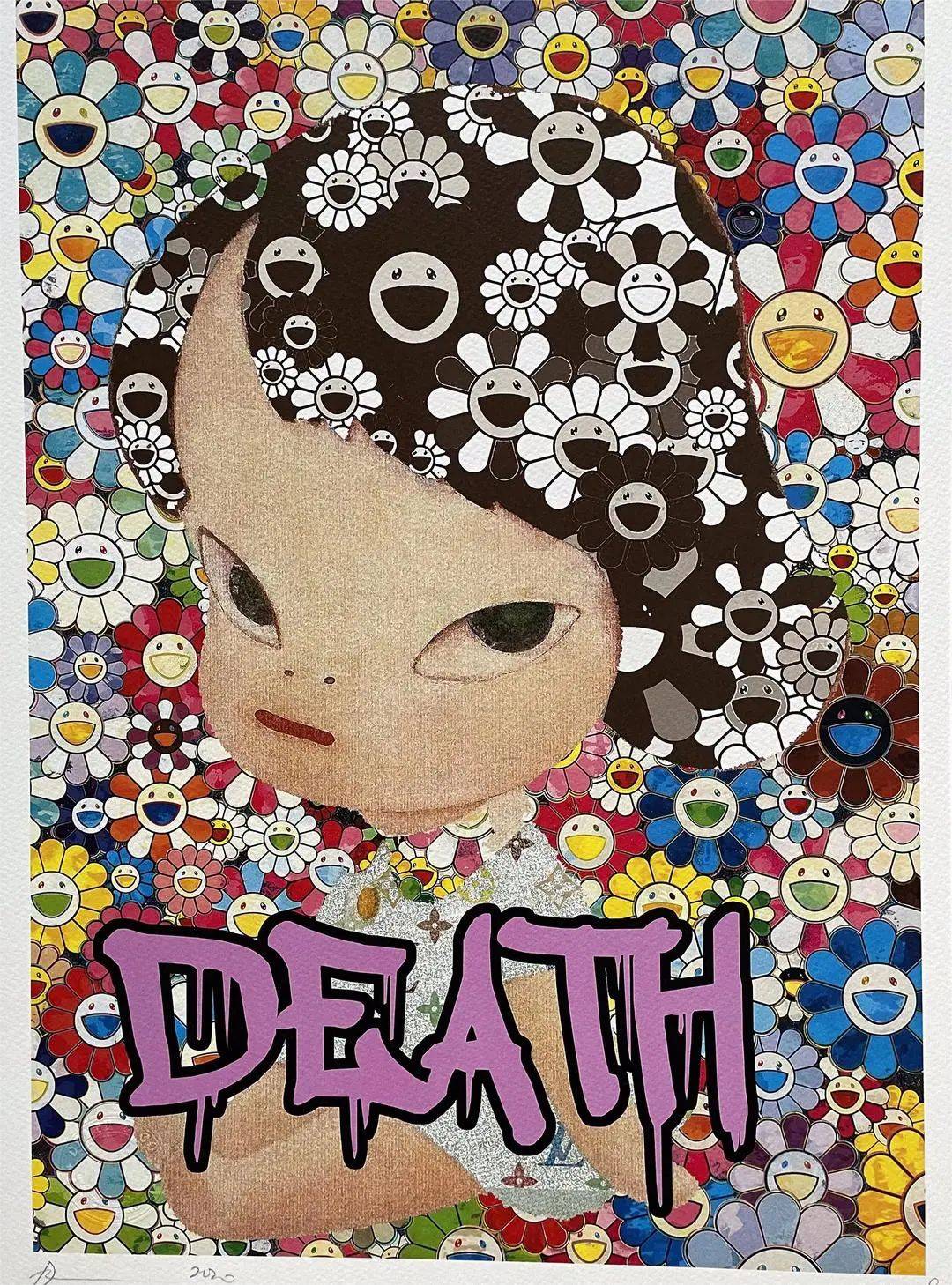 lot 24 death nyc 兔八哥最后的晚餐与花丛中的哆啦a梦尺寸:32x45cm