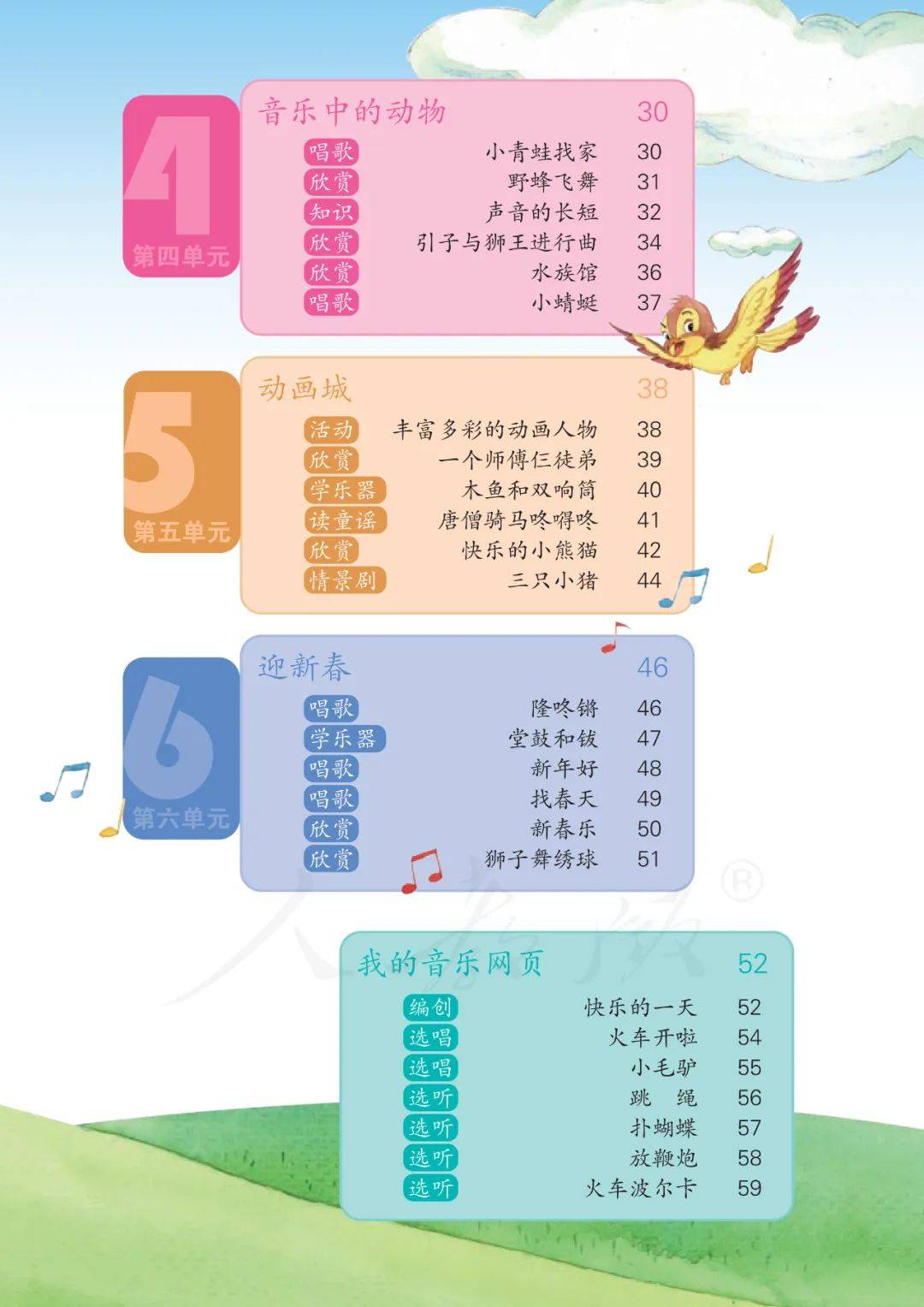 人教版一年级上册音乐电子课本五线谱完整版