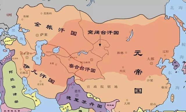 除了统治中国的元朝政权以外,还同时存在着窝阔台汗国,金帐汗国,察合