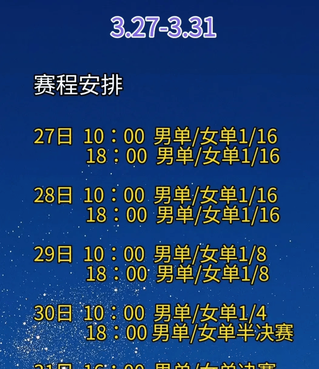 原创3月2731日wtt仁川冠军赛赛程时间宣布