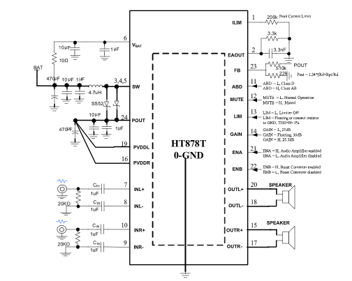 5db, 30db99vbat供电范围:2.8v至5.5v2×6.8w (vpou