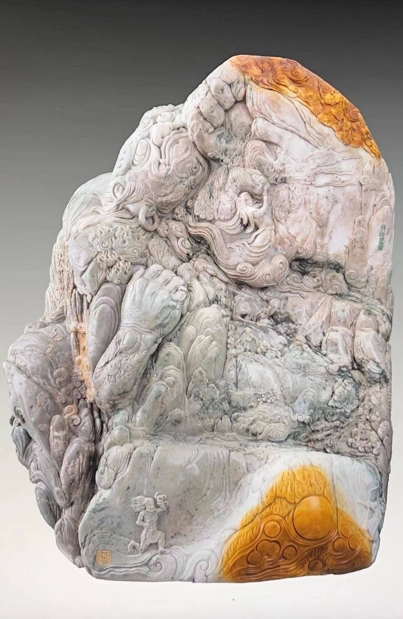 和田玉重器天地昆仑艺术研讨会宋建国大师大型和田玉雕山子作品