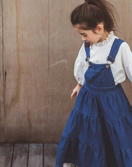 原创儿童背带牛仔裙活力四射的童真