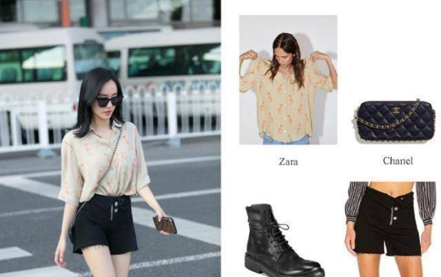 原创36岁王智穿长颈鹿印花衬衫黑色短裤诠释什么叫做年轻范穿搭