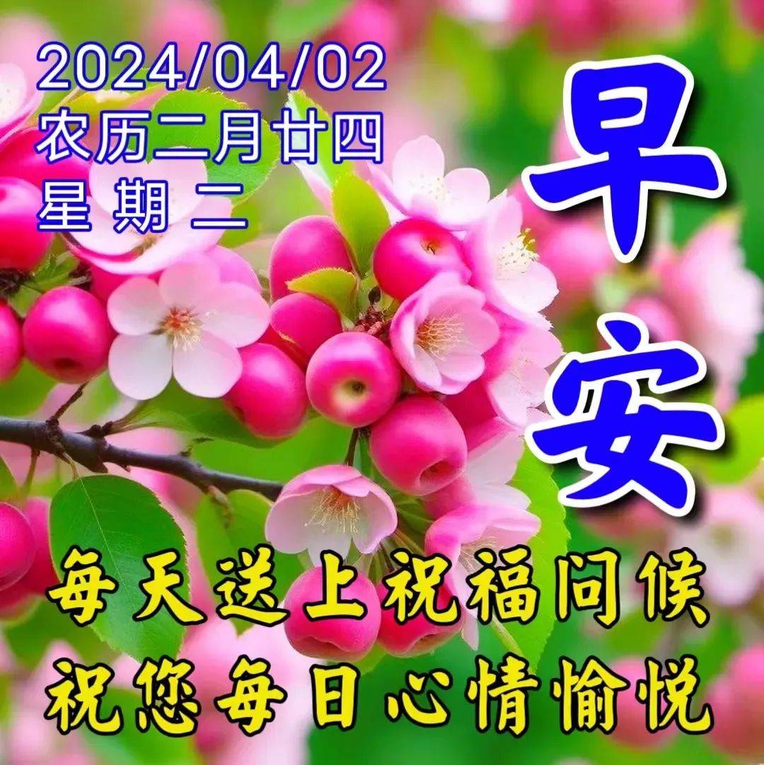 原创4月2日周二最美祝福图片微信天天来聚会健康快乐第一位